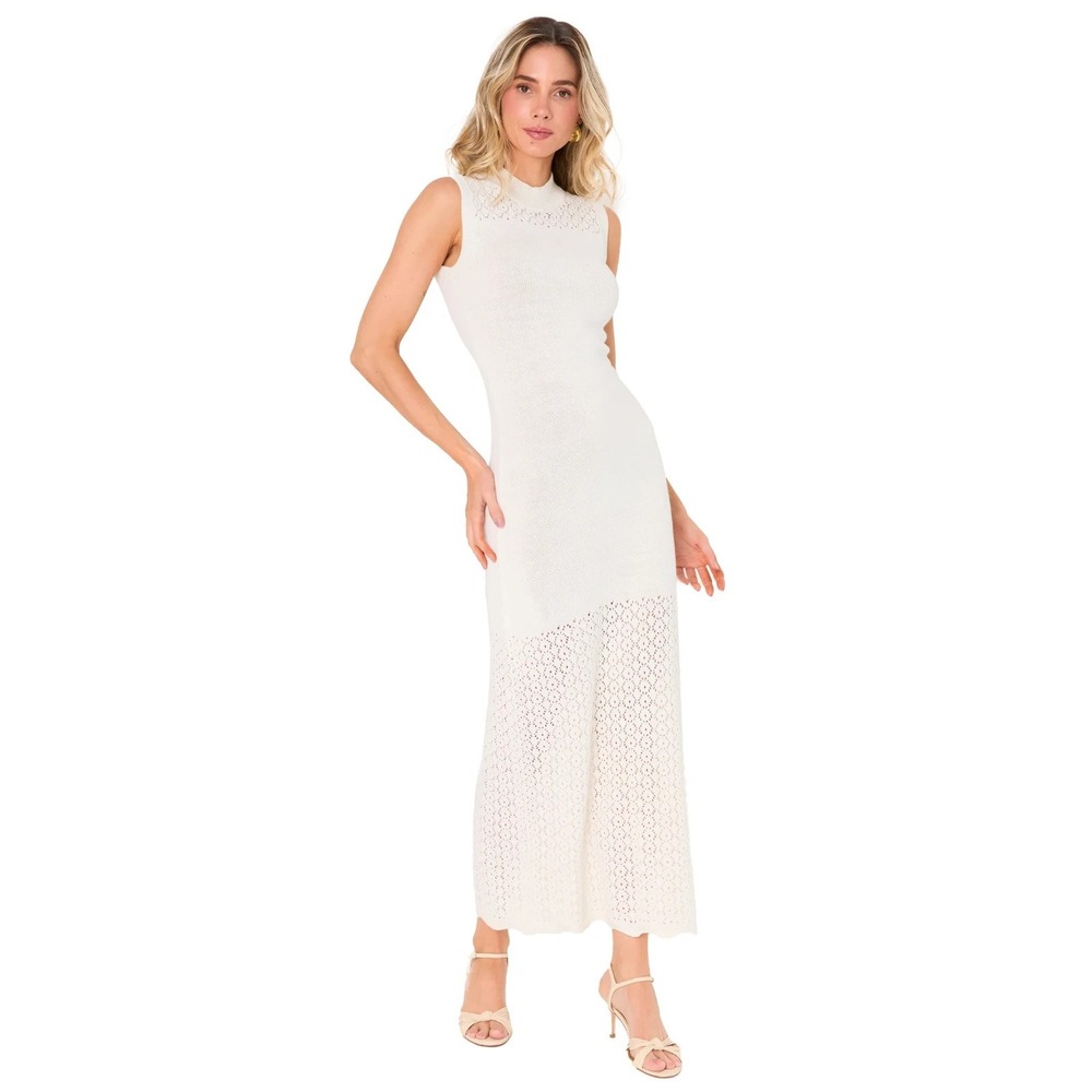 NEW Capittana Nessa XS/S Dress Ivory White Knit Cover-Up Maxi Crochet Sleeveless
